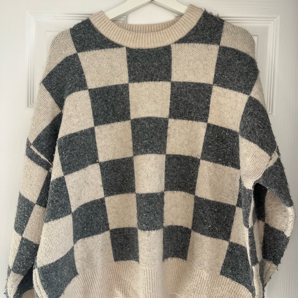 OAK + FORT Striped Knit in Gray and Cream